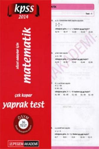 KPSS Genel Yetenek Sözel Adaylar İçin Matematik Çek Kopar Yaprak Test 2014  Frontansicht 1