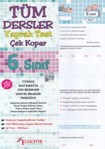 6. Sınıf Tüm Dersler Yaprak Test Çek Kopar  Frontansicht 1