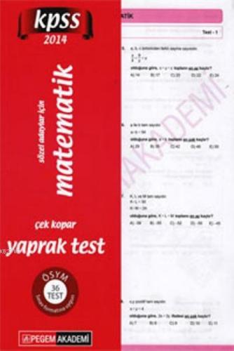 KPSS Genel Yetenek Sözel Adaylar İçin Matematik Çek Kopar Yaprak Test 2014  Frontansicht 1