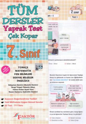 7. Sınıf Tüm Dersler Yaprak Test Çek Kopar  Frontansicht 1