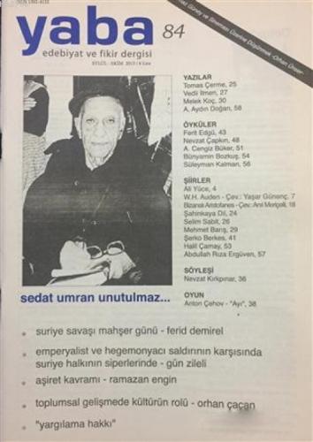 Yaba Edebiyat Dergisi Sayı: 84  Frontansicht 1