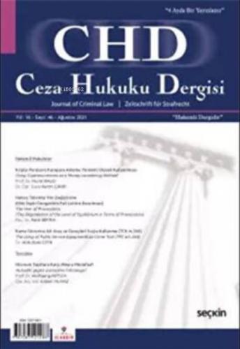 Ceza Hukuku Dergisi Sayı: 46 - Ağustos 2021  Frontansicht 1