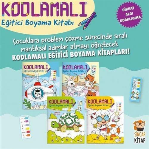Kodlamalı Eğitici Boyama Seti - 4 Kitap Takım  Frontansicht 1