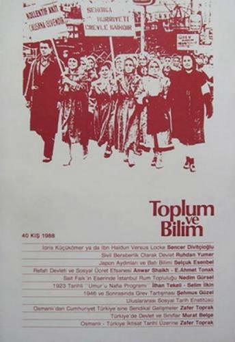 Toplum ve Bilim Sayı:40 40 Kış 1988  Frontansicht 1