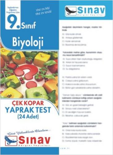 9. Sınıf Biyoloji Çek Kopar Yaprak Test (24 Adet)  Frontansicht 1