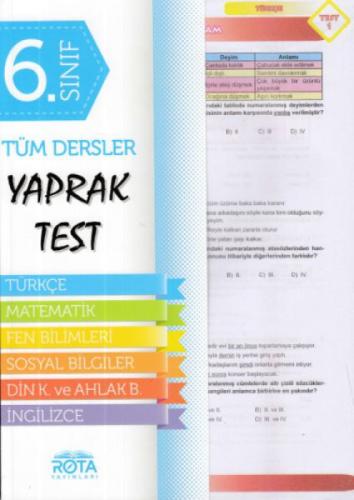 6. Sınıf Tüm Dersler Yaprak Test  Frontansicht 1