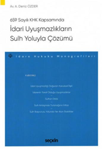 İdari Uyuşmazlıkların Sulh Yoluyla Çözümü İdare Hukuku Monografileri  Frontansicht 1