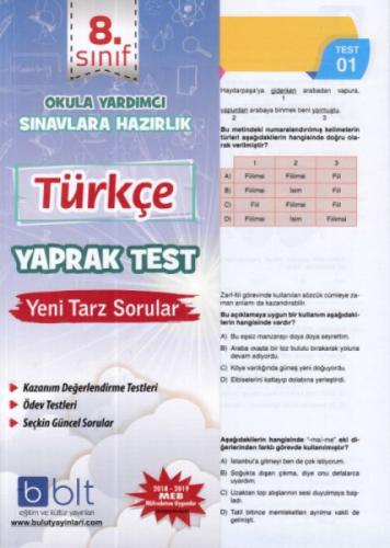 8. Sınıf Türkçe Yaprak Test  Frontansicht 1