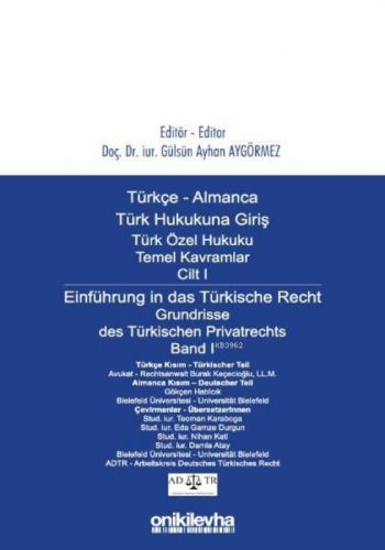 Türkçe - Almanca Türk Özel Hukuku Temel Kavramlar Cilt I  Frontansicht 1
