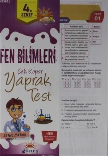4. Sınıf Fen Bilimleri Çek Kopar Yaprak Test  Frontansicht 1