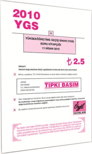 ÖSYM YGS 2010 Soru Kitapçığı  Frontansicht 1
