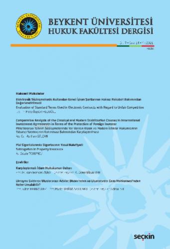 Beykent Üniversitesi Hukuk Fakültesi Dergisi Cilt:7 - Sayı:14 - Aralık 2021  Frontansicht 1