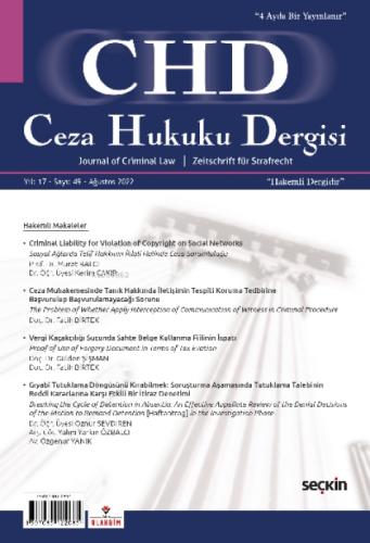 Ceza Hukuku Dergisi - 2023 Yılı Abonelik  Frontansicht 1