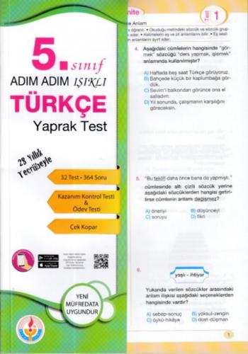 5. Sınıf Türkçe Yaprak Test  Frontansicht 1