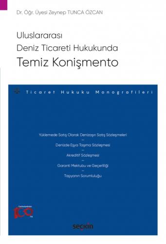 Uluslararası Deniz Ticareti Hukukunda Temiz Konişmento;Ticaret Hukuku Monografileri  Frontansicht 1