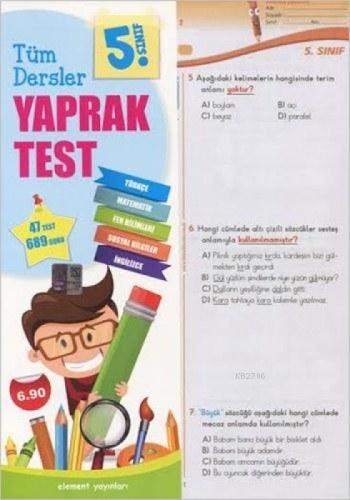 5. Sınıf Tüm Dersler Yaprak Test  Frontansicht 1