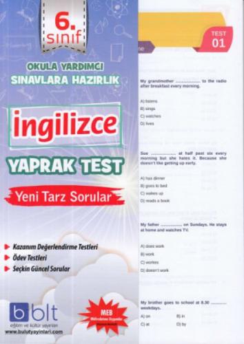6. Sınıf İngilizce Yaprak Test  Frontansicht 1