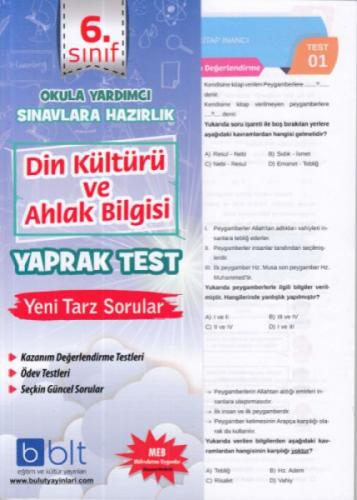 6. Sınıf Din Kültürü ve Ahlak Bilgisi Yaprak Test  Frontansicht 1