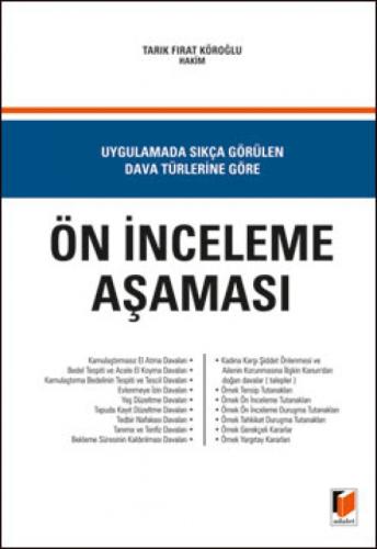 Ön İnceleme Aşaması Uygulamada Sıkça Görülen Dava Türlerine Göre  Frontansicht 1