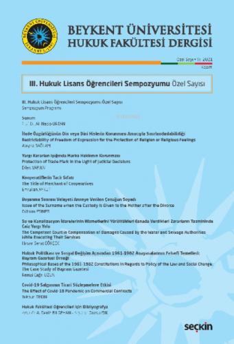 Beykent Üniversitesi Hukuk Fakültesi Dergisi Özel Sayı  Frontansicht 1