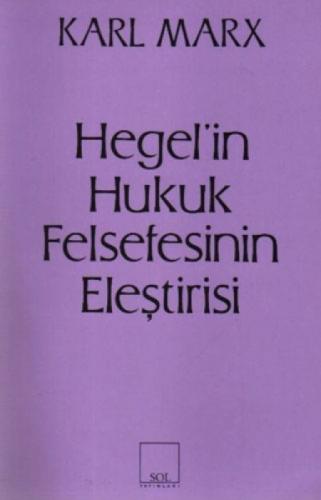 Hegel'in Hukuk Felsefesinin Eleþtirisi  Frontansicht 1
